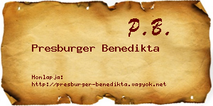 Presburger Benedikta névjegykártya